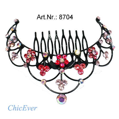 Haarkamm Krone rosa/pink 8704 - zum Schließen ins Bild klicken